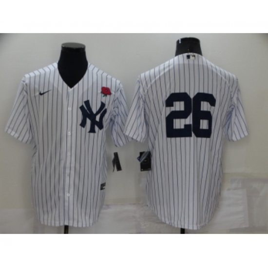 Men's New York Yankees 26 DJ LeMahieu White No Name Stitched Rose Nike Cool Base Throwback Jersey