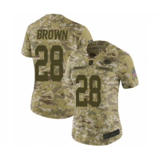 Women's Green Bay Packers 28 Tony Brown Limited Camo 2018 Salute to Service Football Jersey