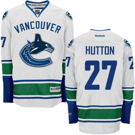 Men's Reebok Vancouver Canucks 27 Ben Hutton Authentic White Away NHL Jersey