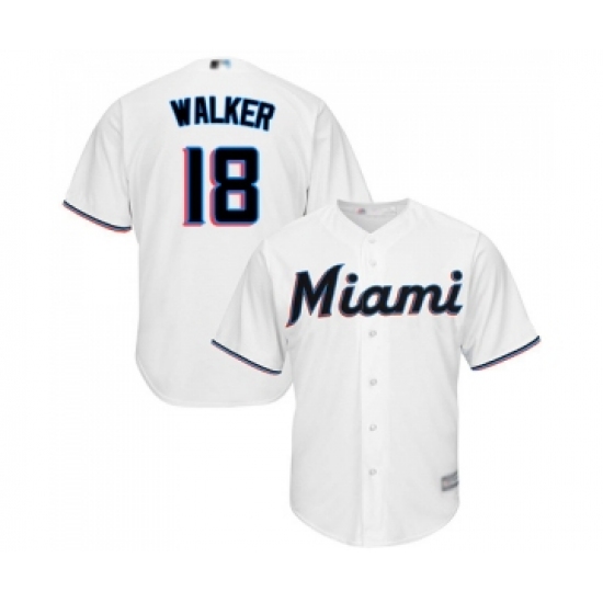 Men's Miami Marlins 18 Neil Walker Replica White Home Cool Base Baseball Jersey