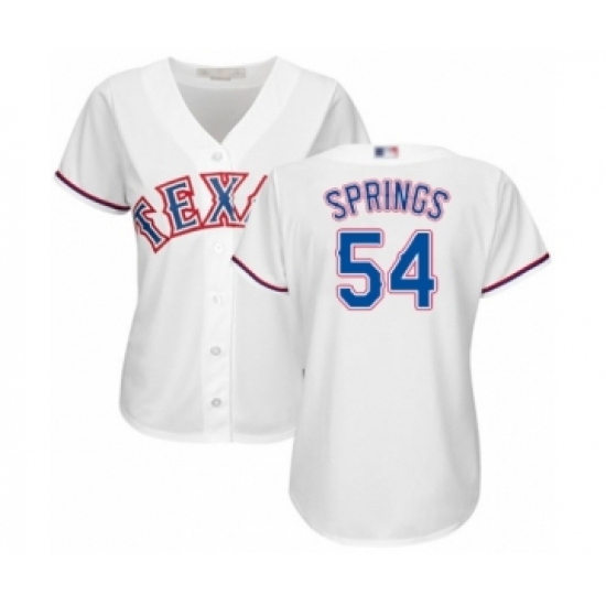 Women's Texas Rangers 54 Jeffrey Springs Authentic White Home Cool Base Baseball Player Jersey