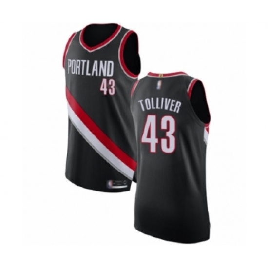 Men's Portland Trail Blazers 43 Anthony Tolliver Authentic Black Basketball Jersey - Icon Edition