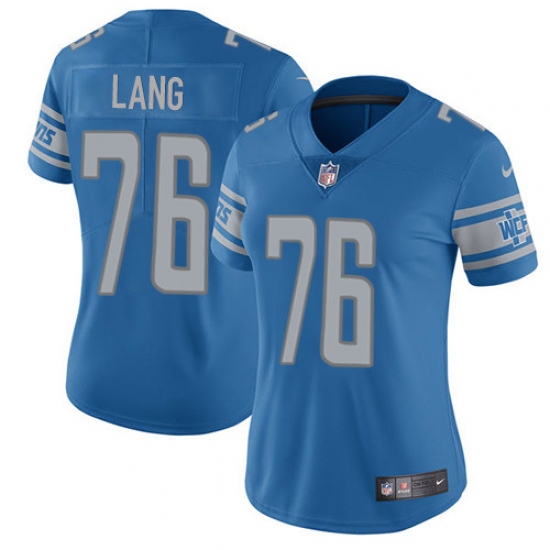 Women's Nike Detroit Lions 76 T.J. Lang Elite Light Blue Team Color NFL Jersey