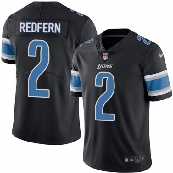 Men's Nike Detroit Lions 2 Kasey Redfern Elite Black Rush Vapor Untouchable NFL Jersey