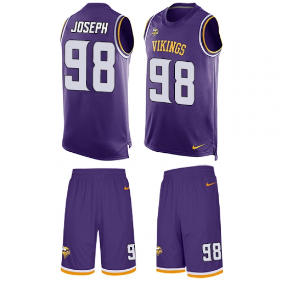 Men's Nike Minnesota Vikings 98 Linval Joseph Limited Purple Tank Top Suit NFL Jersey