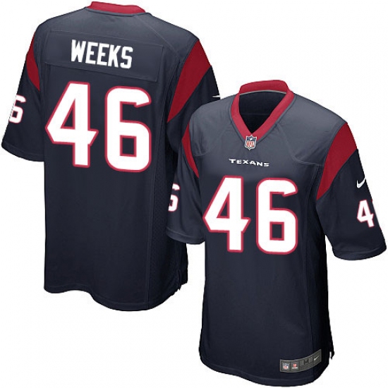 Men's Nike Houston Texans 46 Jon Weeks Game Navy Blue Team Color NFL Jersey