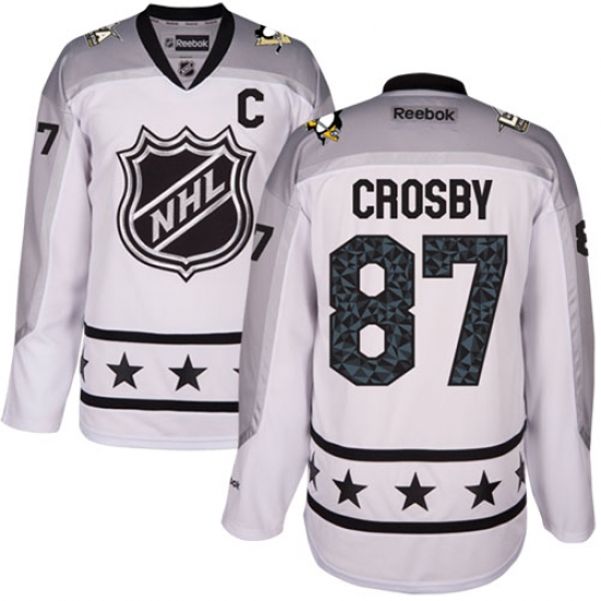 Men's Reebok Pittsburgh Penguins 87 Sidney Crosby Authentic White Metropolitan Division 2017 All-Star NHL Jersey