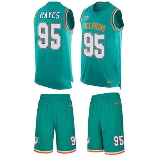 Men's Nike Miami Dolphins 95 William Hayes Limited Aqua Green Tank Top Suit NFL Jersey