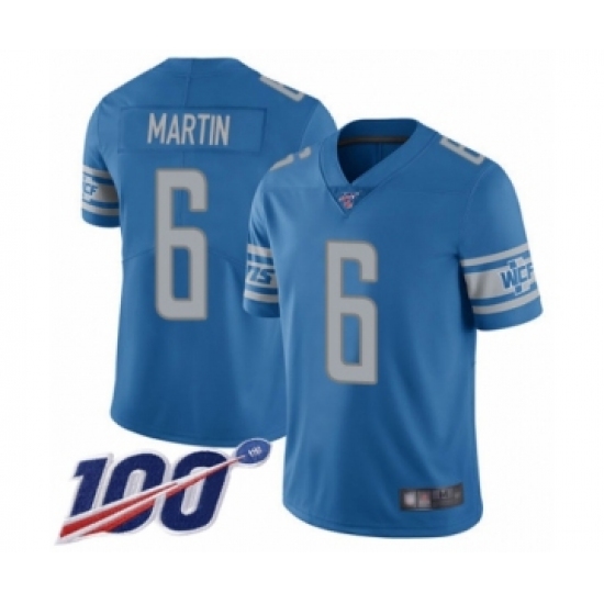 Men's Detroit Lions 6 Sam Martin Blue Team Color Vapor Untouchable Limited Player 100th Season Football Jersey