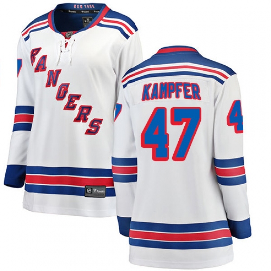 Women's New York Rangers 47 Steven Kampfer Fanatics Branded White Away Breakaway NHL Jersey