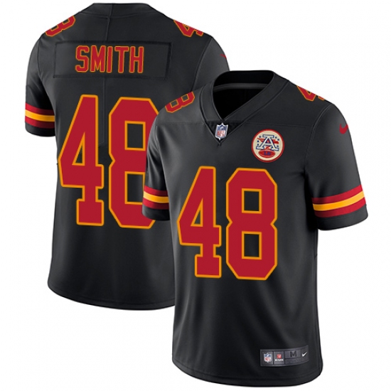 Men's Nike Kansas City Chiefs 48 Terrance Smith Limited Black Rush Vapor Untouchable NFL Jersey