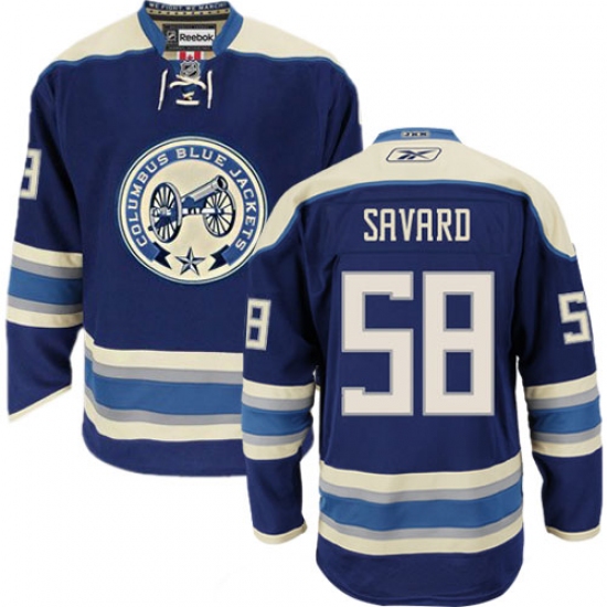 Women's Reebok Columbus Blue Jackets 58 David Savard Authentic Navy Blue Third NHL Jersey