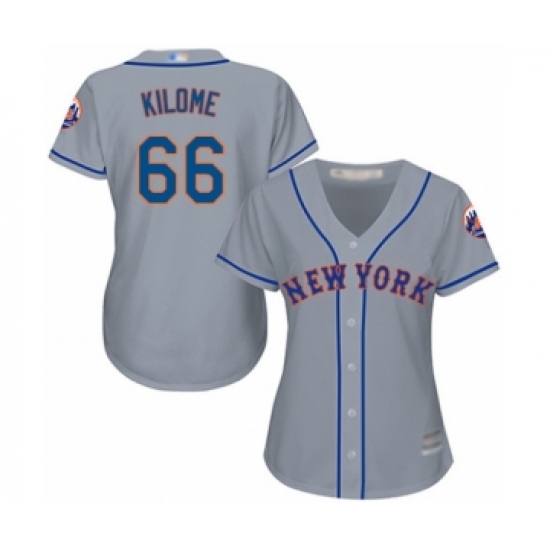 Women's New York Mets 66 Franklyn Kilome Authentic Grey Road Cool Base Baseball Player Jersey