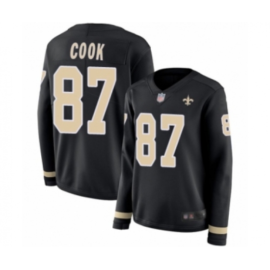 Women's New Orleans Saints 87 Jared Cook Limited Black Therma Long Sleeve Football Jersey