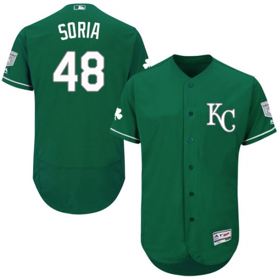 Men's Majestic Kansas City Royals 48 Joakim Soria Green Celtic Flexbase Authentic Collection MLB Jersey