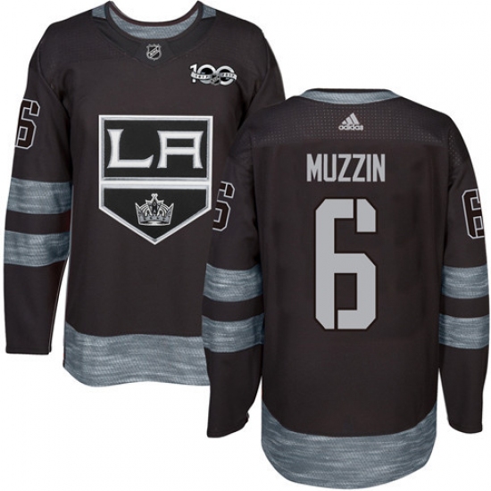 Men's Adidas Los Angeles Kings 6 Jake Muzzin Premier Black 1917-2017 100th Anniversary NHL Jersey