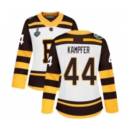 Women's Boston Bruins 44 Steven Kampfer Authentic White Winter Classic 2019 Stanley Cup Final Bound Hockey Jersey