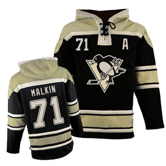 Men's Old Time Hockey Pittsburgh Penguins 71 Evgeni Malkin Authentic Black Sawyer Hooded Sweatshirt NHL Jersey