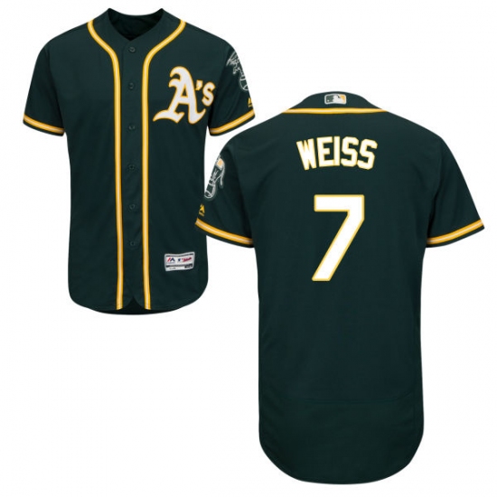 Men's Majestic Oakland Athletics 7 Walt Weiss Green Alternate Flex Base Authentic Collection MLB Jersey