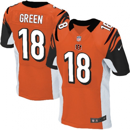 Men's Nike Cincinnati Bengals 18 A.J. Green Elite Orange Alternate NFL Jersey