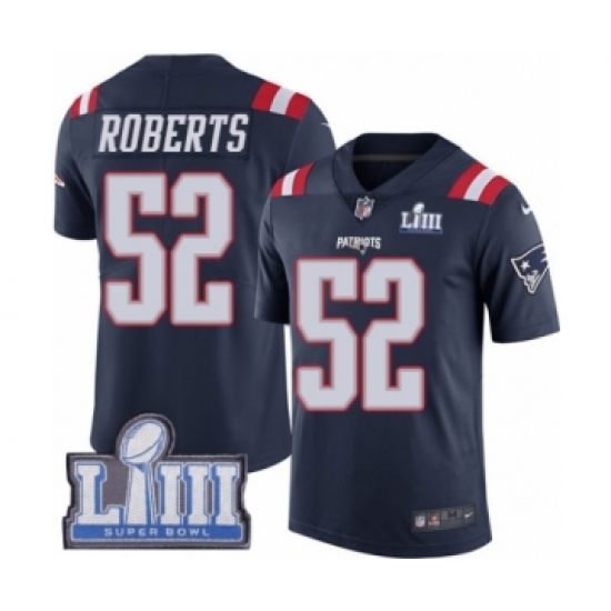 Youth Nike New England Patriots 52 Elandon Roberts Limited Navy Blue Rush Vapor Untouchable Super Bowl LIII Bound NFL Jersey