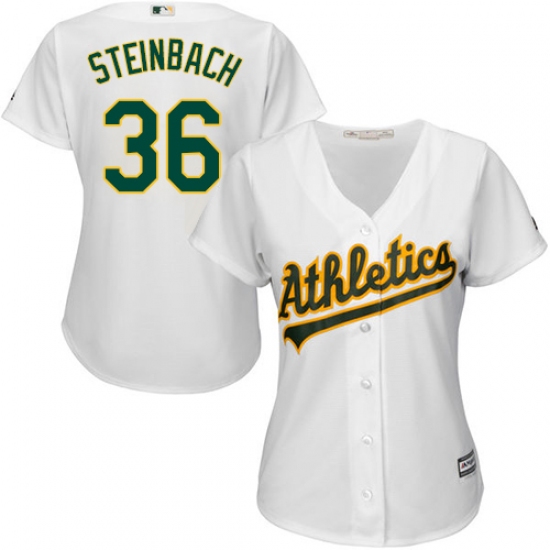 Women's Majestic Oakland Athletics 36 Terry Steinbach Replica White Home Cool Base MLB Jersey