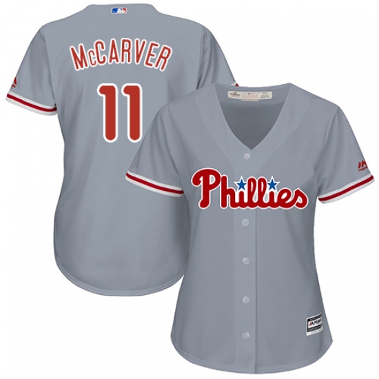 Women's Majestic Philadelphia Phillies 11 Tim McCarver Authentic Grey Road Cool Base MLB Jersey