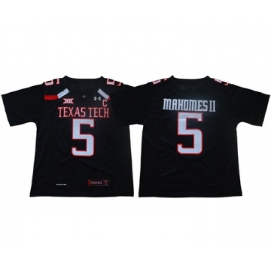 Red Raiders 5 Patrick Mahomes Black Limited Stitched College Jersey