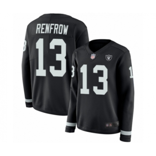 Women's Oakland Raiders 13 Hunter Renfrow Limited Black Therma Long Sleeve Football Jersey