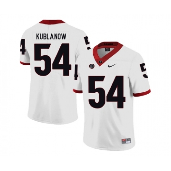 Georgia Bulldogs 54 Brandon Kublanow White Nike College Football Jersey