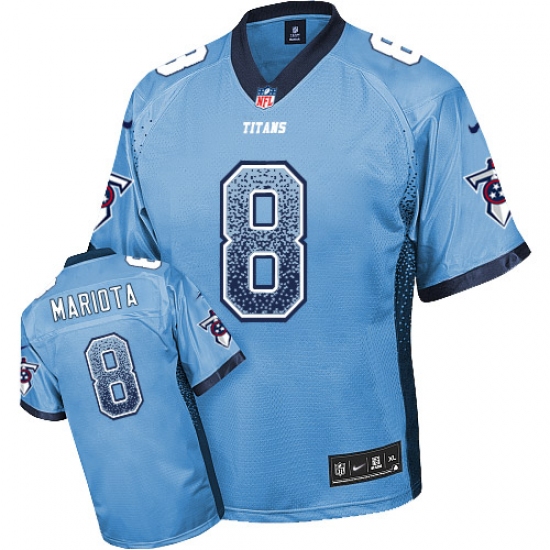 Men's Nike Tennessee Titans 8 Marcus Mariota Elite Light Blue Drift Fashion NFL Jersey