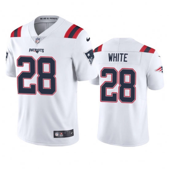 Nike New England Patriots 28 James White Men's White 2020 Vapor Limited Jersey