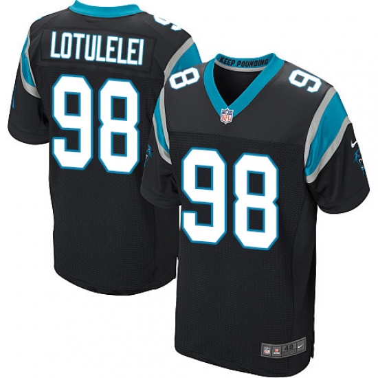 Men's Nike Carolina Panthers 98 Star Lotulelei Elite Black Team Color NFL Jersey