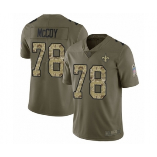 Men's New Orleans Saints 78 Erik McCoy Limited Olive Camo 2017 Salute to Service Football Jersey