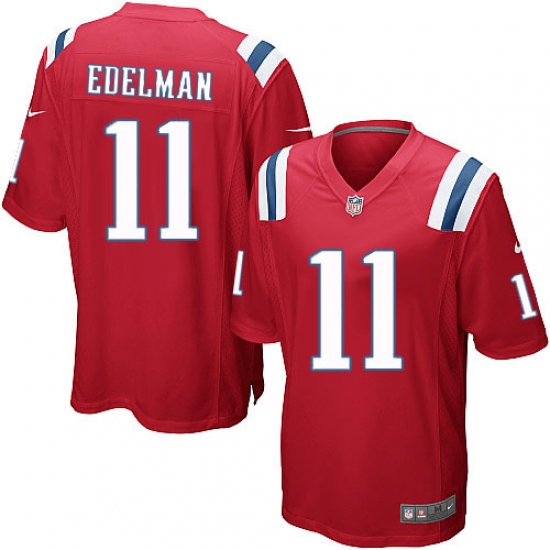 Men's Nike New England Patriots 11 Julian Edelman Game Red Alternate NFL Jersey
