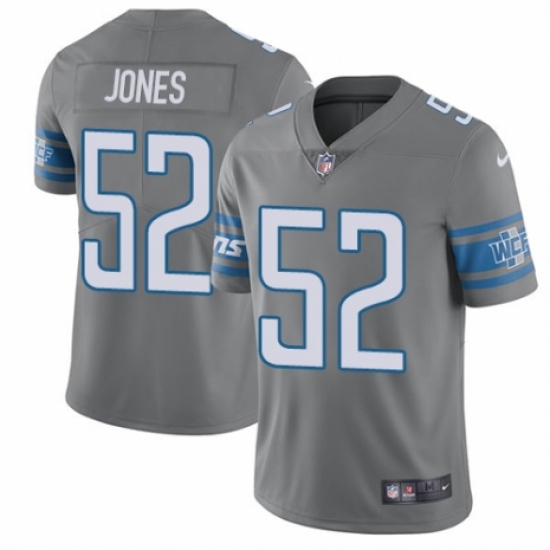 Men's Nike Detroit Lions 52 Christian Jones Limited Steel Rush Vapor Untouchable NFL Jersey
