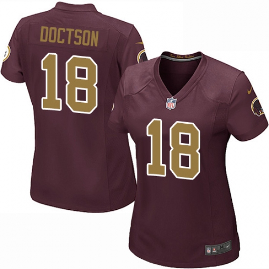 Women's Nike Washington Redskins 18 Josh Doctson Game Burgundy Red/Gold Number Alternate 80TH Anniversary NFL Jersey