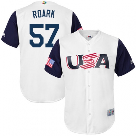 Men's USA Baseball Majestic 57 Tanner Roark White 2017 World Baseball Classic Replica Team Jersey