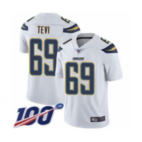 Youth Los Angeles Chargers 69 Sam Tevi White Vapor Untouchable Limited Player 100th Season Football Jersey