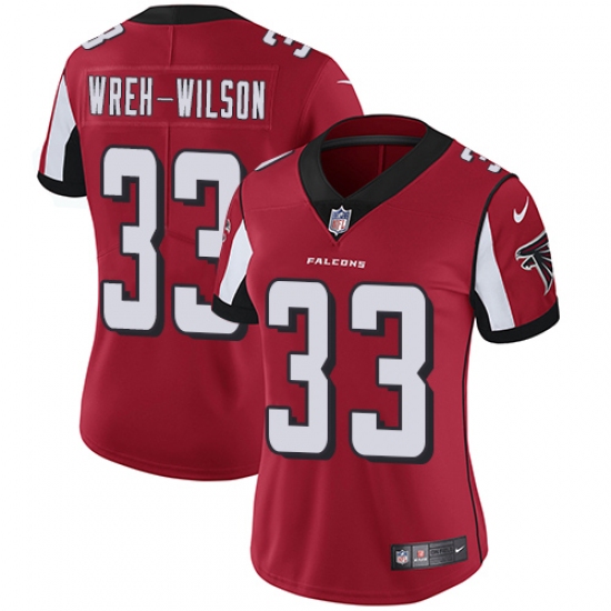 Women's Nike Atlanta Falcons 33 Blidi Wreh-Wilson Elite Red Team Color NFL Jersey