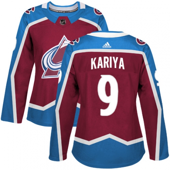 Women's Adidas Colorado Avalanche 9 Paul Kariya Authentic Burgundy Red Home NHL Jersey