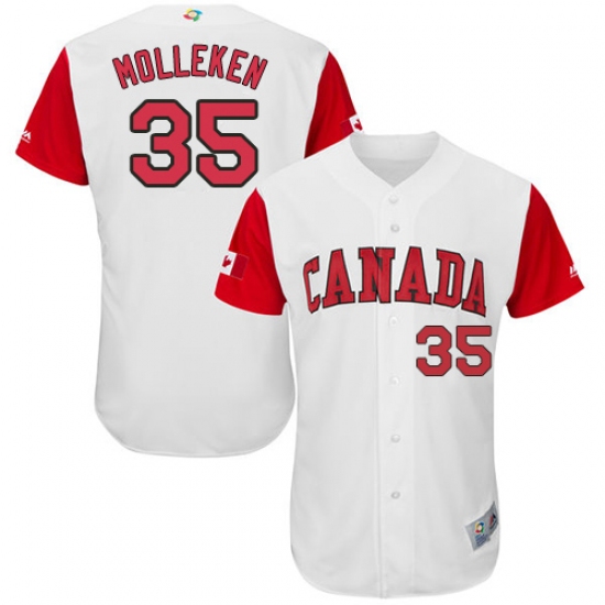 Men's Canada Baseball Majestic 35 Dustin Molleken White 2017 World Baseball Classic Authentic Team Jersey