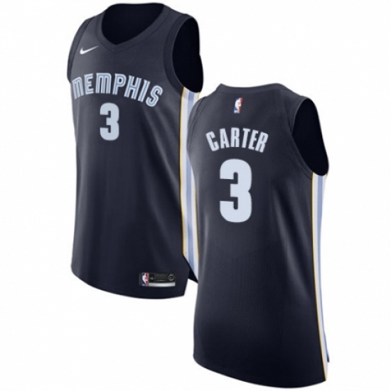 Women's Nike Memphis Grizzlies 3 Jevon Carter Authentic Navy Blue Road NBA Jersey - Icon Edition