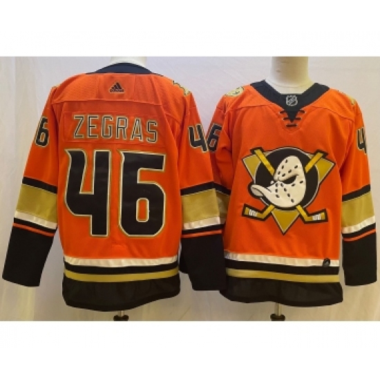 Men's Anaheim Ducks 46 Trevor Zegras Orange Authentic Adidas Jersey