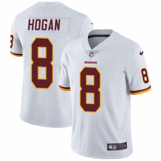 Men's Nike Washington Redskins 8 Kevin Hogan White Vapor Untouchable Limited Player NFL Jersey