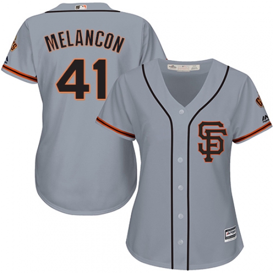 Women's Majestic San Francisco Giants 41 Mark Melancon Replica Grey Road Cool Base MLB Jersey