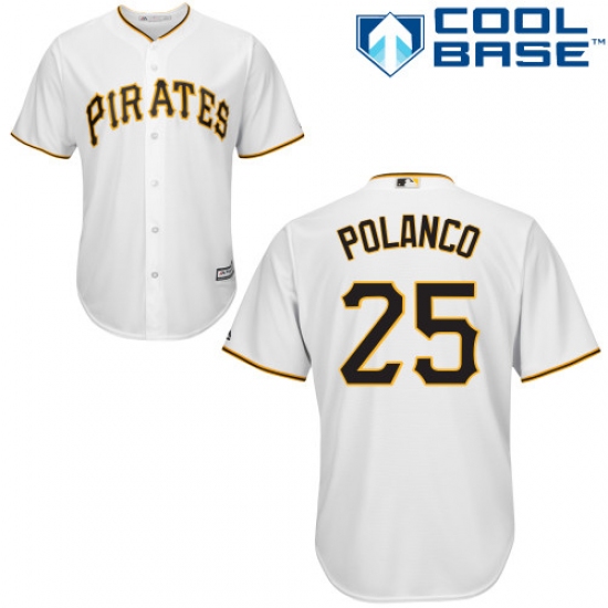 Youth Majestic Pittsburgh Pirates 25 Gregory Polanco Authentic White Home Cool Base MLB Jersey