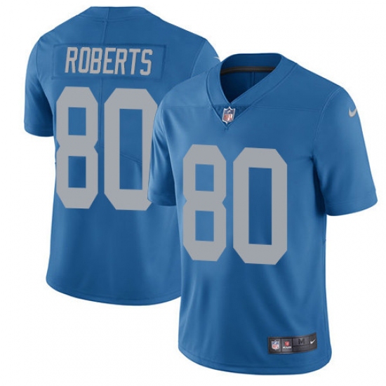 Men's Nike Detroit Lions 80 Michael Roberts Elite Blue Alternate NFL Jersey