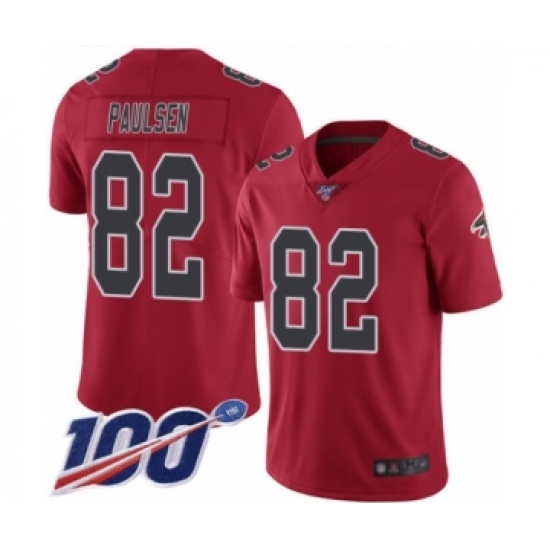 Men's Atlanta Falcons 82 Logan Paulsen Limited Red Rush Vapor Untouchable 100th Season Football Jersey