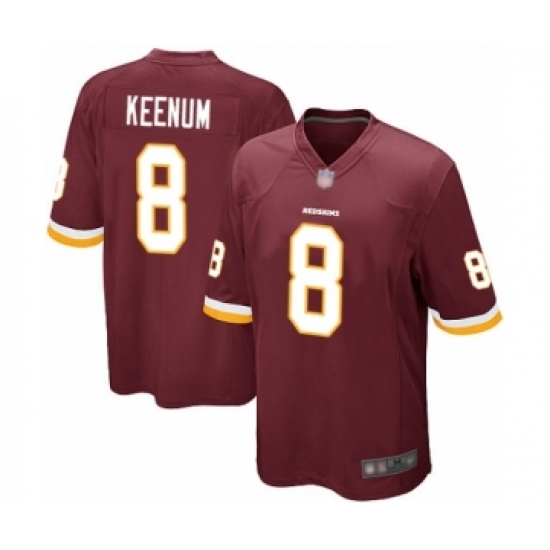 Men's Washington Redskins 8 Case Keenum Game Burgundy Red Team Color Football Jersey